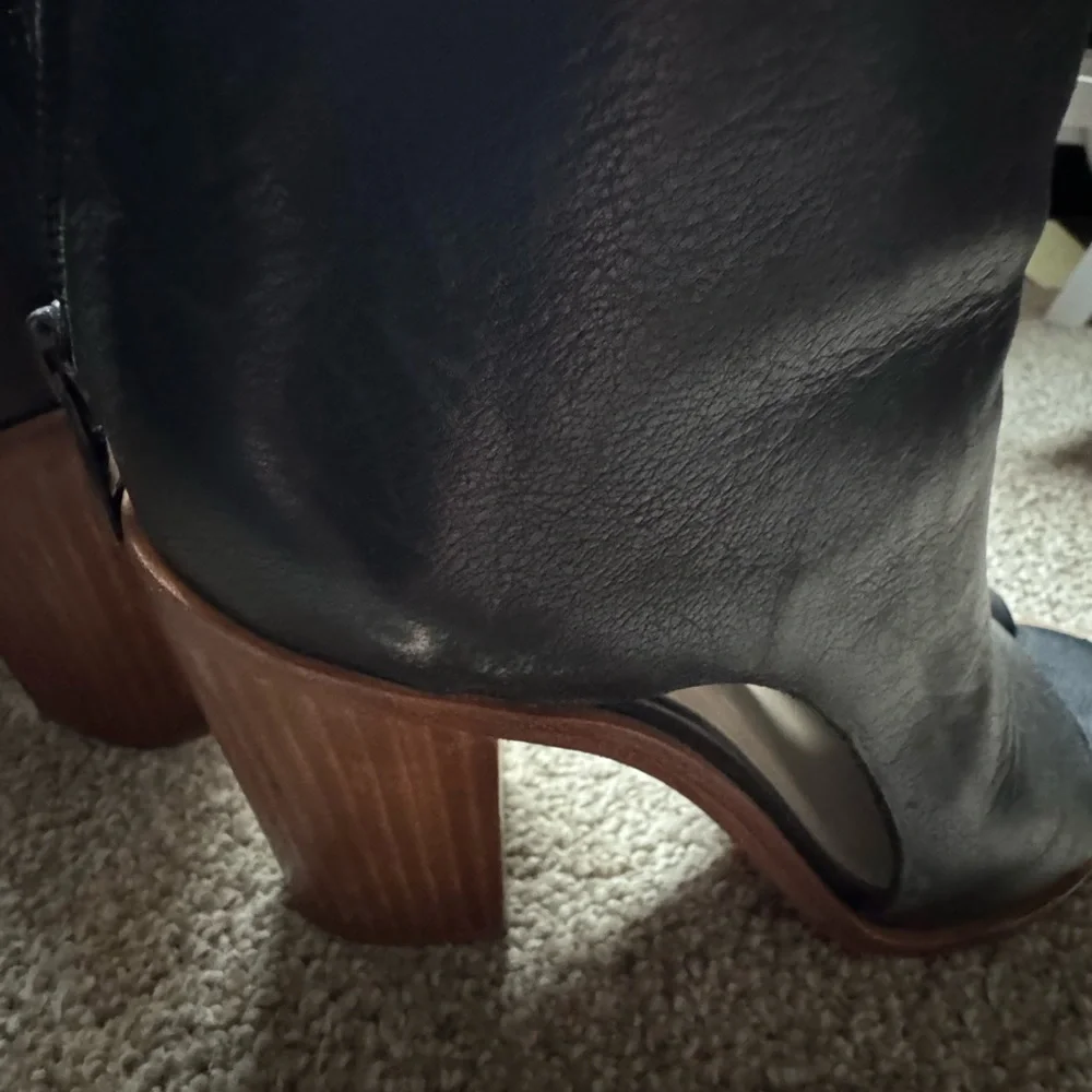 Loeffler Randall Black Leather Open-Toe Ankle Booties